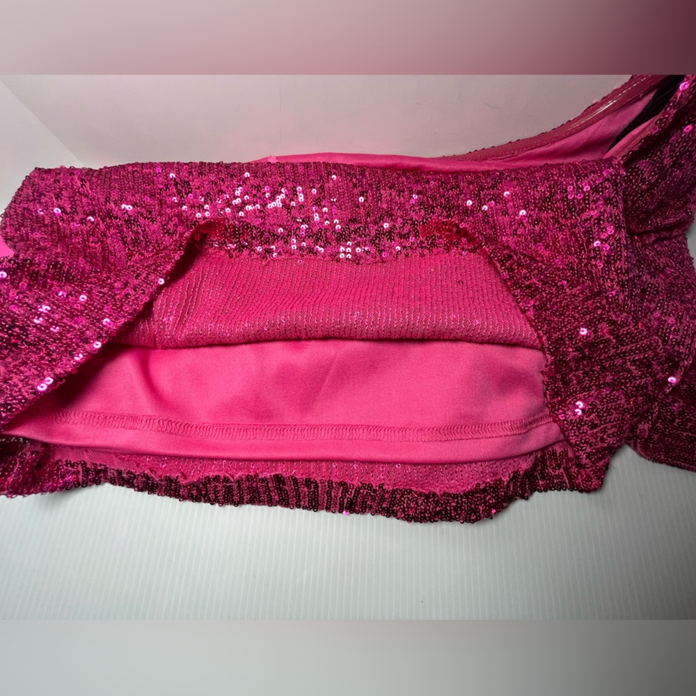 Betsey Johnson Fully Sequenced & Lined Asymmetrical Stretch Mini Dress - Picture 15 of 16